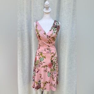 LIST iTALY pink floral sleeveless V-NECK mini dress